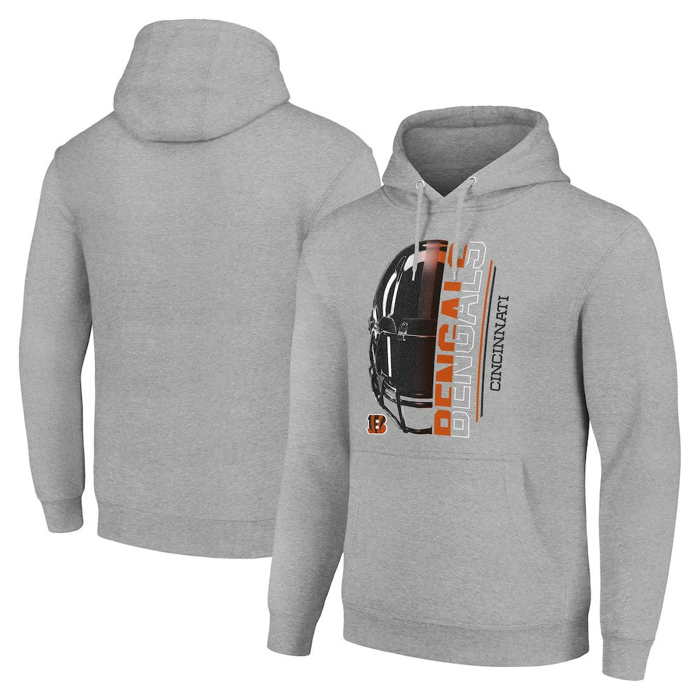 Cincinnati Bengals Starter Unisex Half Helmet Logo Pullover Hoodie - Heather Gray - NFL