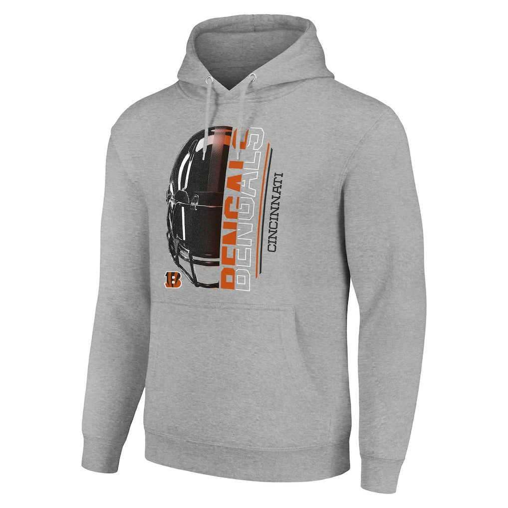 Cincinnati Bengals Starter Unisex Half Helmet Logo Pullover Hoodie - Heather Gray - NFL