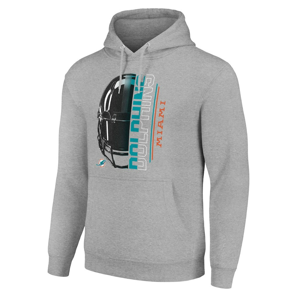 Miami Dolphins Starter Unisex Half Helmet Logo Pullover Hoodie - Heather Gray - NFL