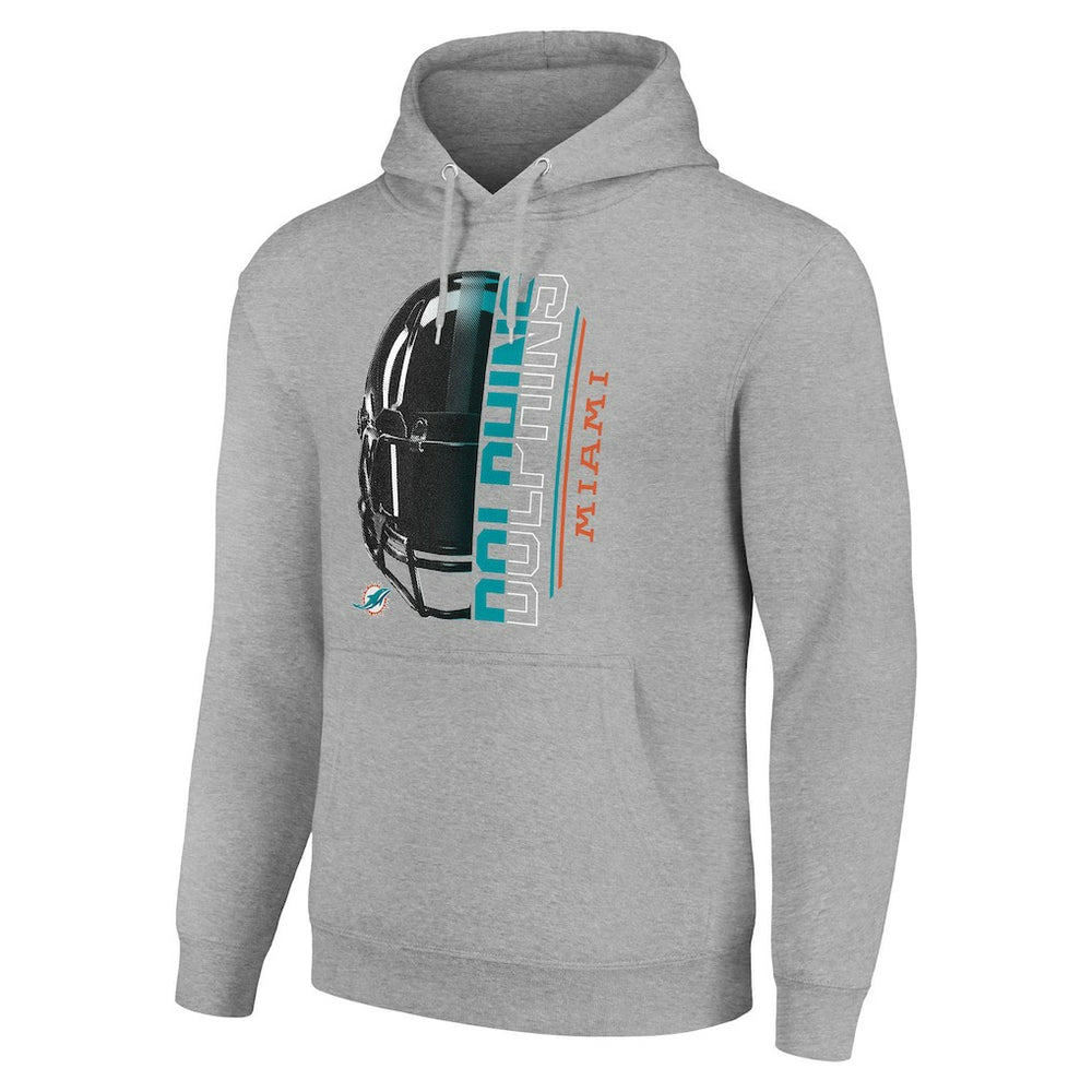Miami Dolphins Starter Unisex Half Helmet Logo Pullover Hoodie - Heather Gray - NFL