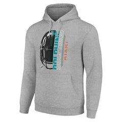 Miami Dolphins Starter Unisex Half Helmet Logo Pullover Hoodie - Heather Gray - NFL