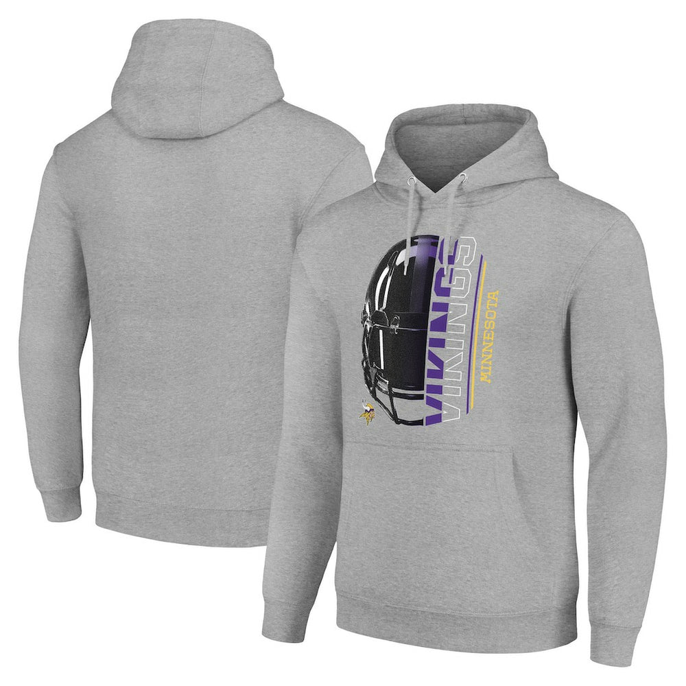 Minnesota Vikings Starter Unisex Half Helmet Logo Pullover Hoodie - Heather Gray - NFL
