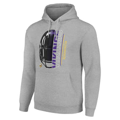 Minnesota Vikings Starter Unisex Half Helmet Logo Pullover Hoodie - Heather Gray - NFL