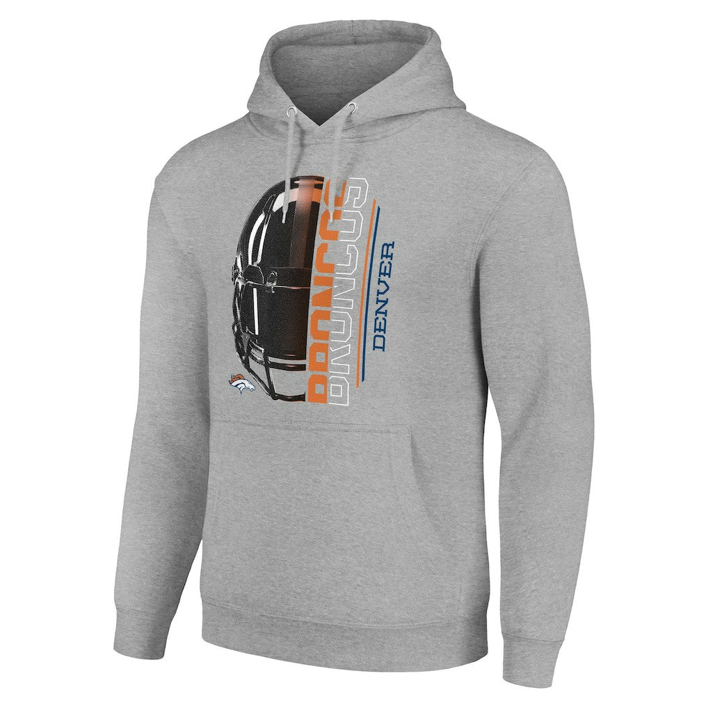 Denver Broncos Starter Unisex Half Helmet Logo Pullover Hoodie - Heather Gray - NFL