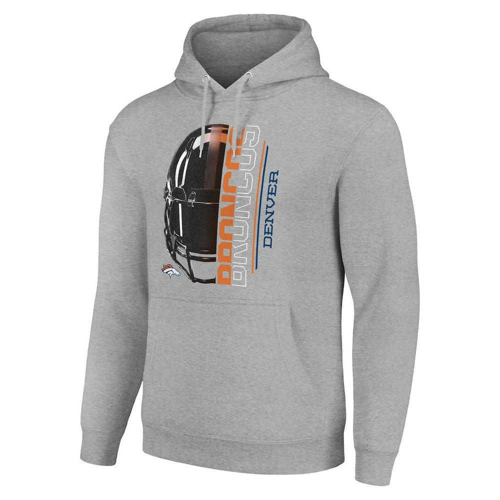 Denver Broncos Starter Unisex Half Helmet Logo Pullover Hoodie - Heather Gray - NFL