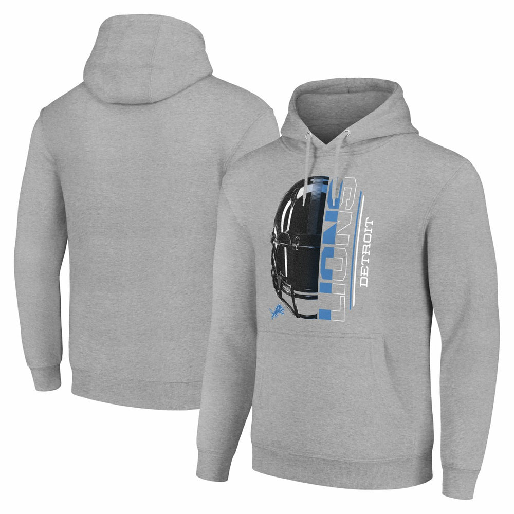 Detroit Lions Starter Unisex Half Helmet Logo Pullover Hoodie - Heather Gray - NFL