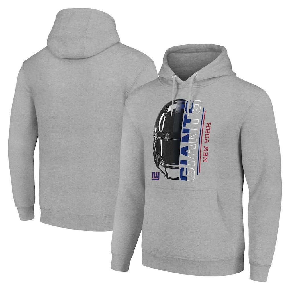 New York Giants Starter Unisex Half Helmet Logo Pullover Hoodie - Heather Gray - NFL