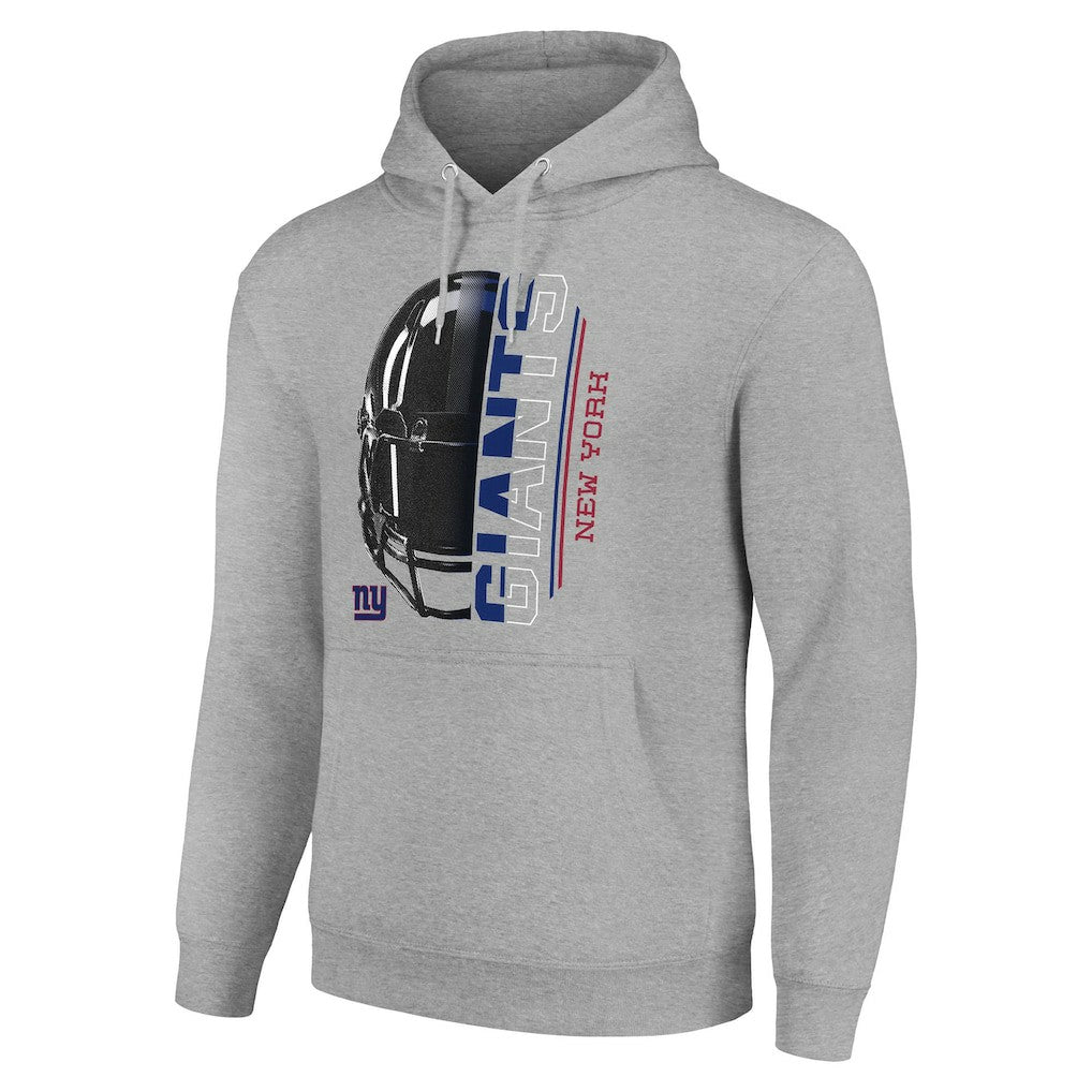 New York Giants Starter Unisex Half Helmet Logo Pullover Hoodie - Heather Gray - NFL