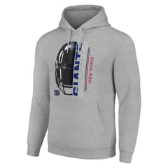 New York Giants Starter Unisex Half Helmet Logo Pullover Hoodie - Heather Gray - NFL