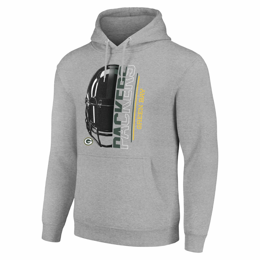 Green Bay Packers Starter Unisex Half Helmet Logo Pullover Hoodie - Heather Gray - NFL