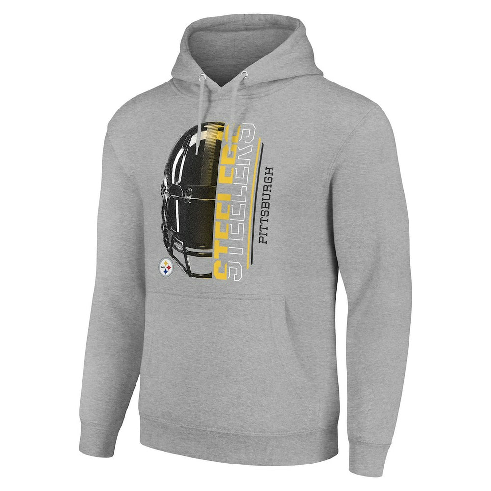 Pittsburgh Steelers Starter Unisex Half Helmet Logo Pullover Hoodie - Heather Gray - NFL