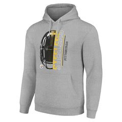 Pittsburgh Steelers Starter Unisex Half Helmet Logo Pullover Hoodie - Heather Gray - NFL