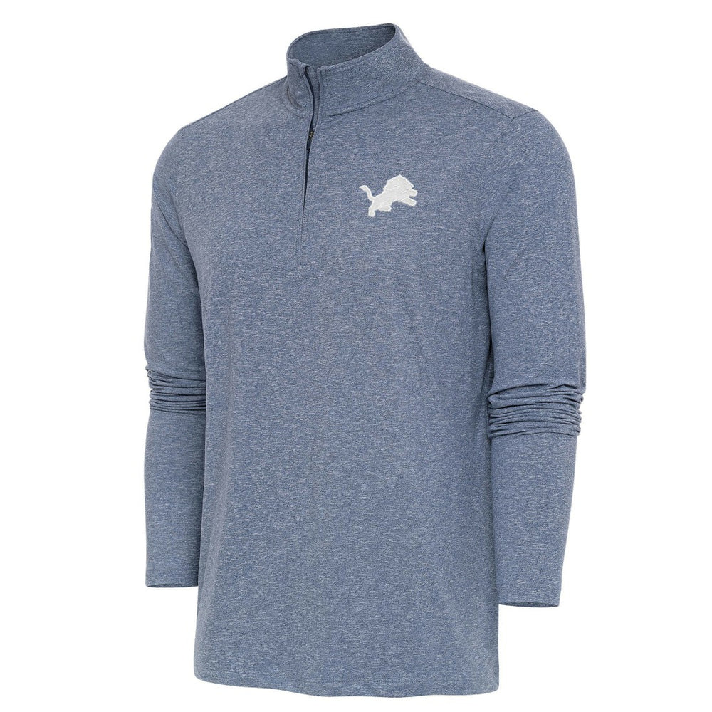 Detroit Lions Antigua Hunk Quarter-Zip Pullover Top - Heather Navy - NFL