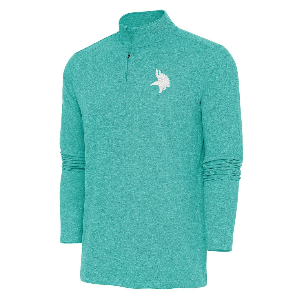 Minnesota Vikings Antigua Hunk Quarter-Zip Pullover Top - Heather Aqua - NFL