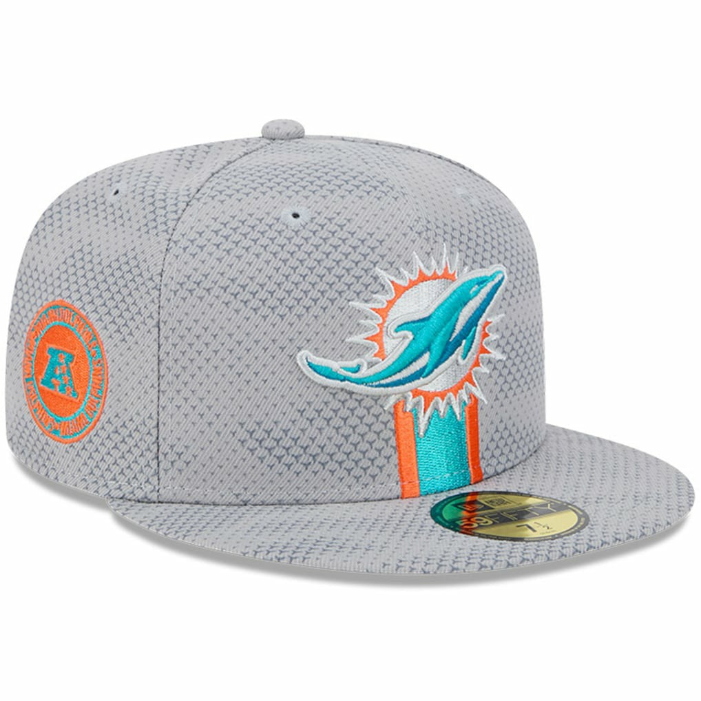Miami Dolphins New Era 2024 Sideline 59FIFTY Fitted Hat - Gray - NFL