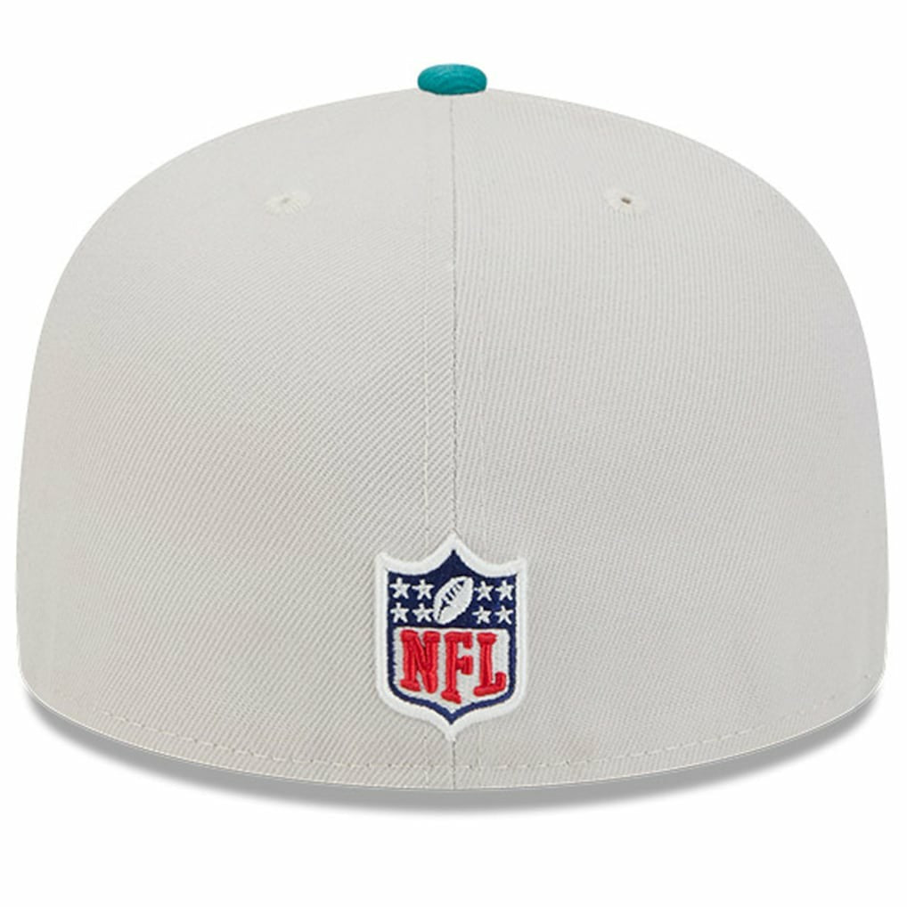 Miami Dolphins New Era 2024 Sideline Historic 59FIFTY Fitted Hat - Stone/Aqua - NFL