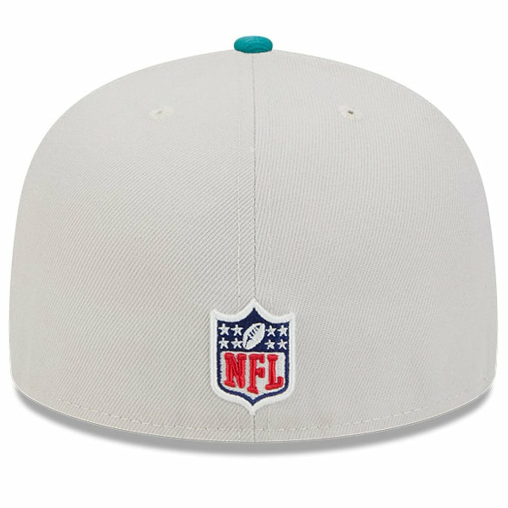 Miami Dolphins New Era 2024 Sideline Historic 59FIFTY Fitted Hat - Stone/Aqua - NFL
