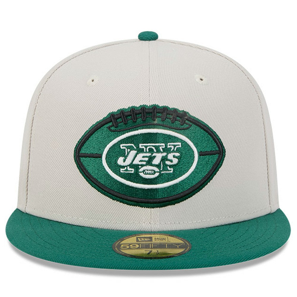 New York Jets New Era 2024 Sideline Historic 59FIFTY Fitted Hat - Stone/Green - NFL