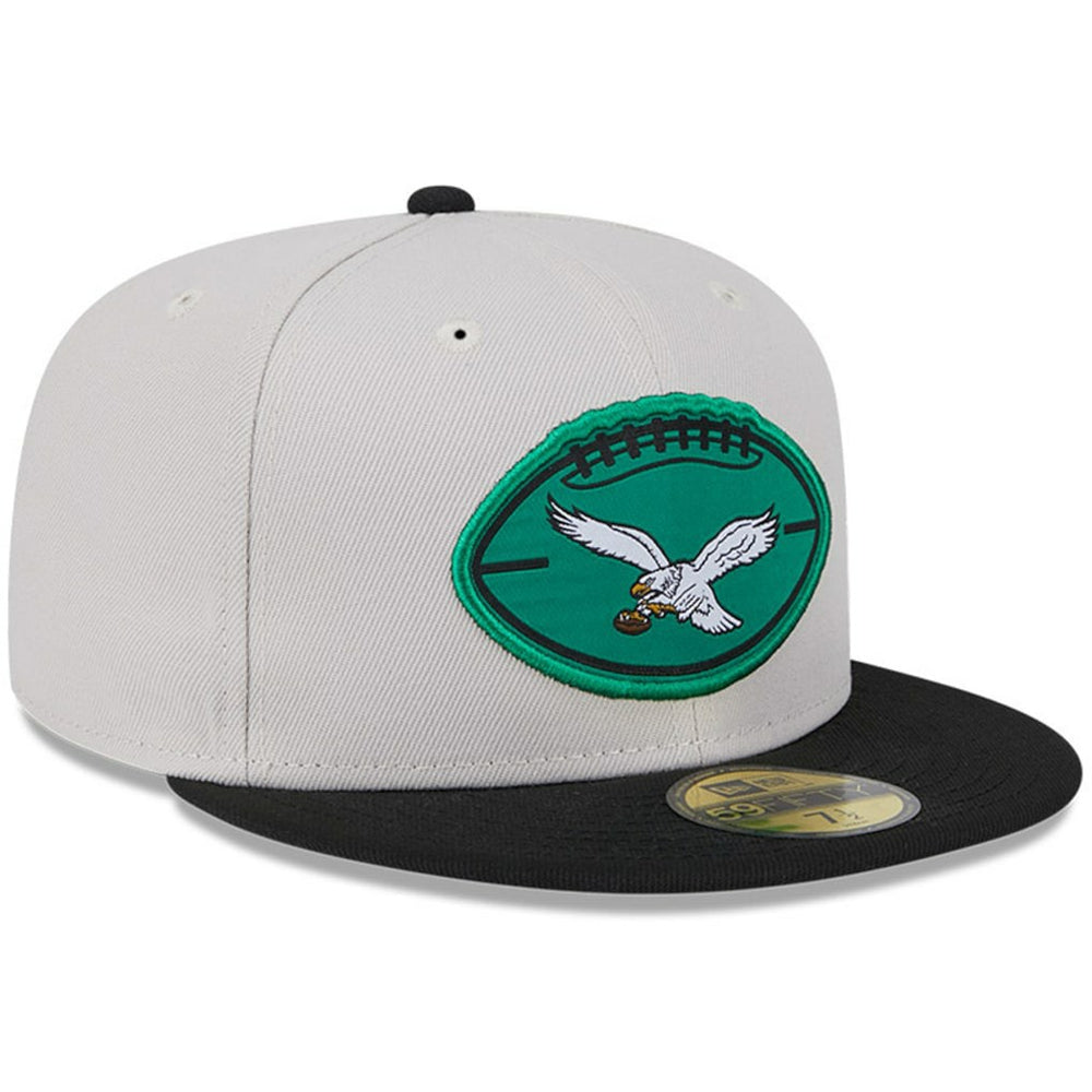 Philadelphia Eagles New Era 2024 Sideline Historic 59FIFTY Fitted Hat - Stone/Black - NFL