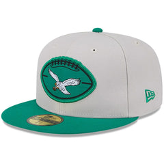 Philadelphia Eagles New Era 2024 Sideline Historic 59FIFTY Fitted Hat - Stone/Kelly Green - NFL