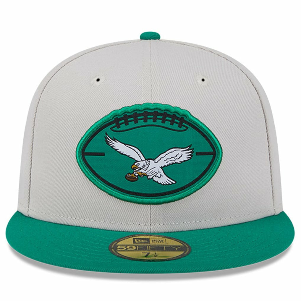 Philadelphia Eagles New Era 2024 Sideline Historic 59FIFTY Fitted Hat - Stone/Kelly Green - NFL