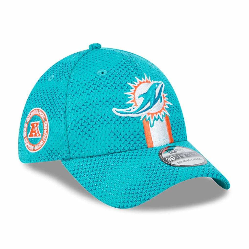 Miami Dolphins New Era 2024 Sideline 39THIRTY Flex Hat - Aqua - NFL