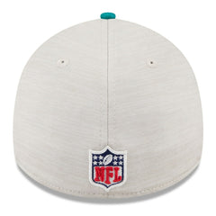 Miami Dolphins New Era 2024 Sideline Historic 39THIRTY Flex Hat - Stone/Aqua - NFL