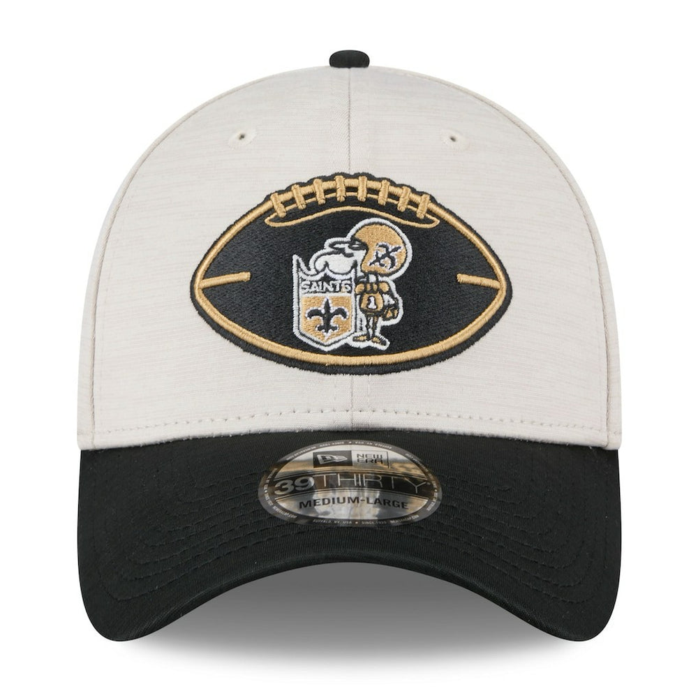New Orleans Saints New Era 2024 Sideline Historic 39THIRTY Flex Hat - Stone/Black - NFL