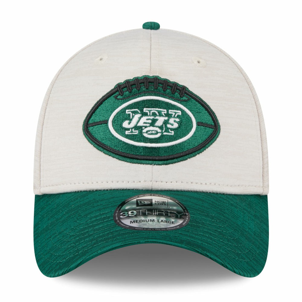 New York Jets New Era 2024 Sideline Historic 39THIRTY Flex Hat - Stone/Green - NFL