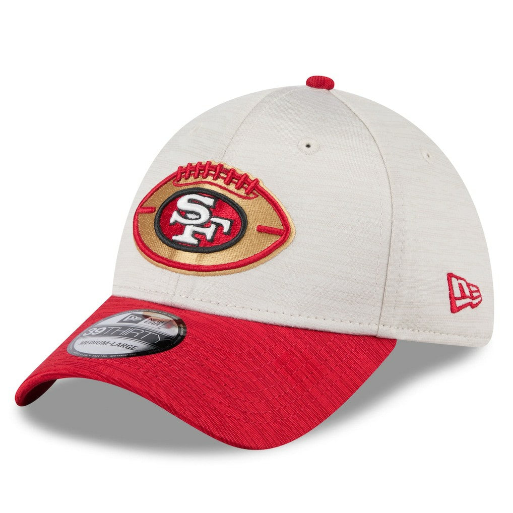 San Francisco 49ers New Era 2024 Sideline Historic 39THIRTY Flex Hat - Stone/Scarlet - NFL