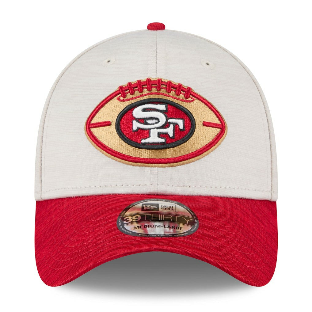 San Francisco 49ers New Era 2024 Sideline Historic 39THIRTY Flex Hat - Stone/Scarlet - NFL