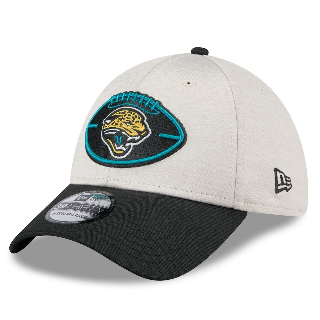 Jacksonville Jaguars New Era 2024 Sideline Historic 39THIRTY Flex Hat - Stone/Teal - NFL