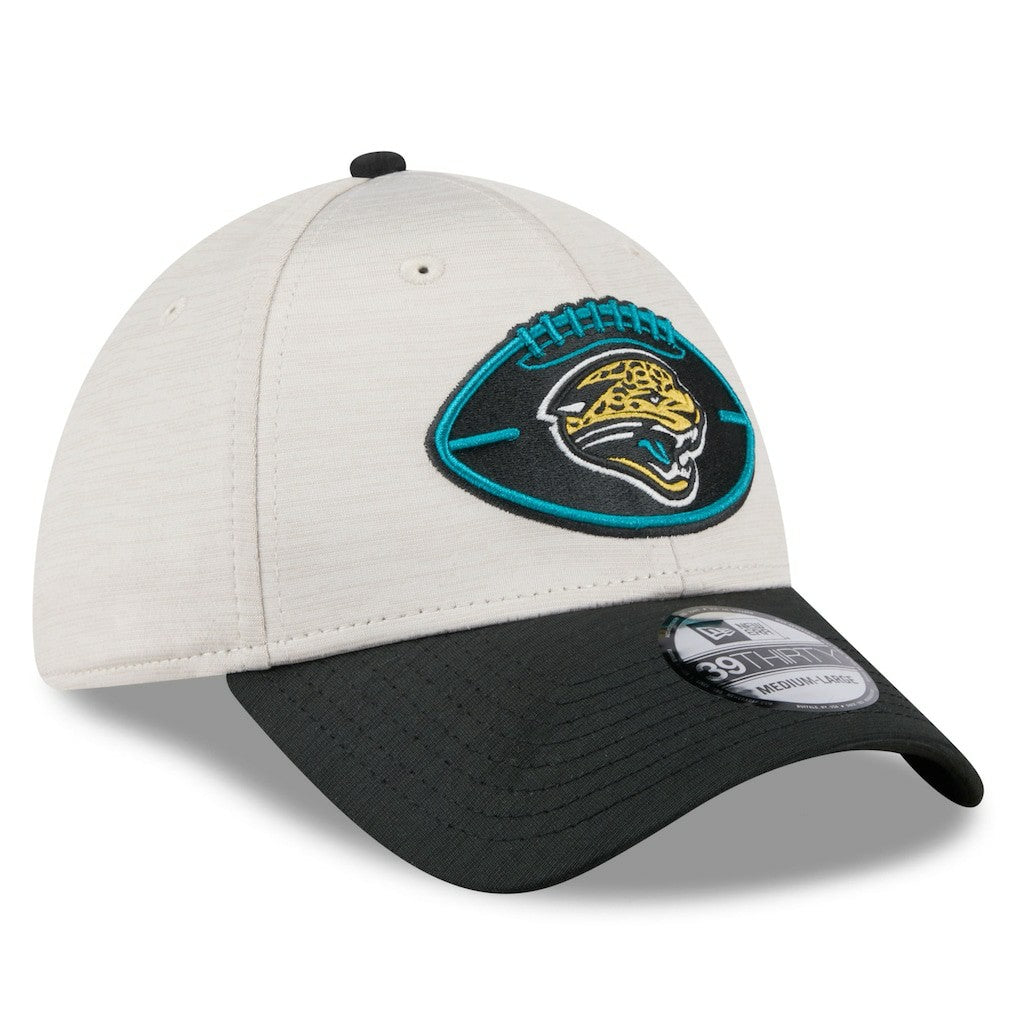 Jacksonville Jaguars New Era 2024 Sideline Historic 39THIRTY Flex Hat - Stone/Teal - NFL