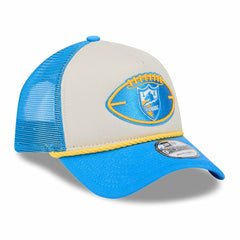 Los Angeles Chargers New Era 2024 Sideline Historic 9FORTY A-Frame Trucker Adjustable Hat - Stone/Powder Blue - NFL