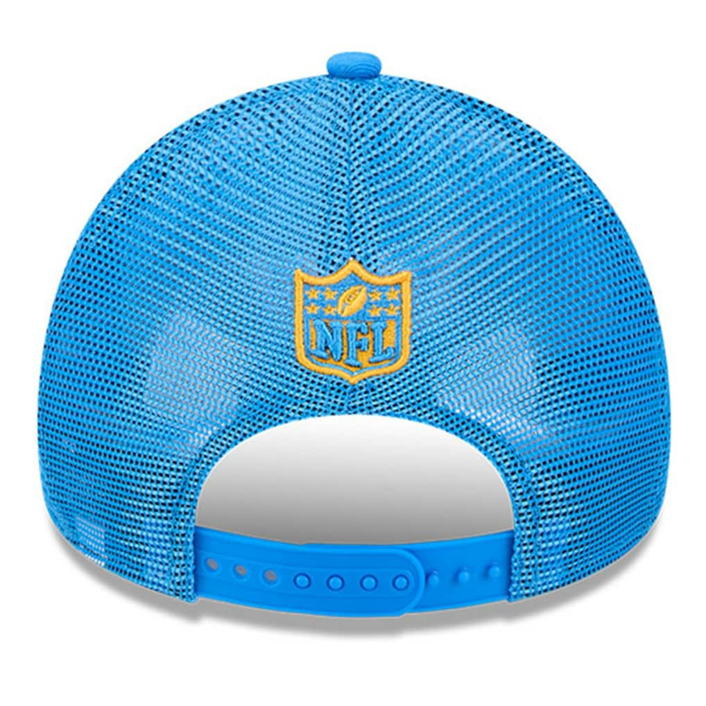 Los Angeles Chargers New Era 2024 Sideline Historic 9FORTY A-Frame Trucker Adjustable Hat - Stone/Powder Blue - NFL