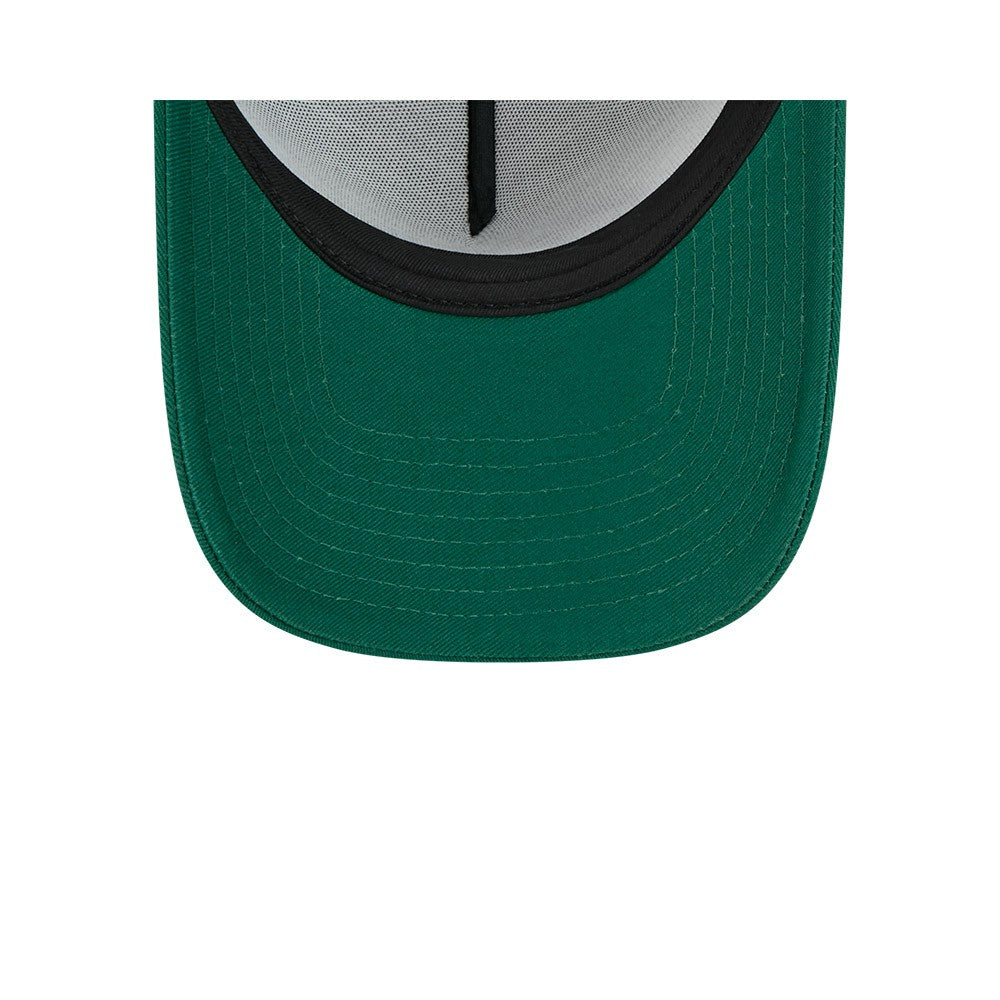 New York Jets New Era 2024 Sideline Historic 9FORTY A-Frame Trucker Adjustable Hat - Stone/Green - NFL