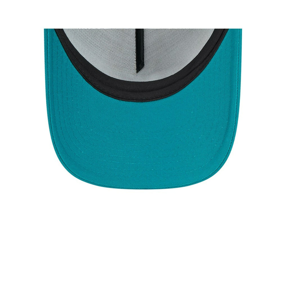 Miami Dolphins New Era 2024 Sideline Historic 9FORTY A-Frame Trucker Adjustable Hat - Stone/Aqua - NFL