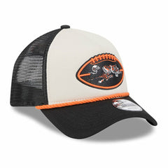 Cincinnati Bengals New Era 2024 Sideline Historic 9FORTY A-Frame Trucker Adjustable Hat - Stone/Black - NFL