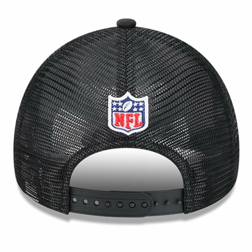 Jacksonville Jaguars New Era 2024 Sideline Historic 9FORTY A-Frame Trucker Adjustable Hat - Stone/Black - NFL
