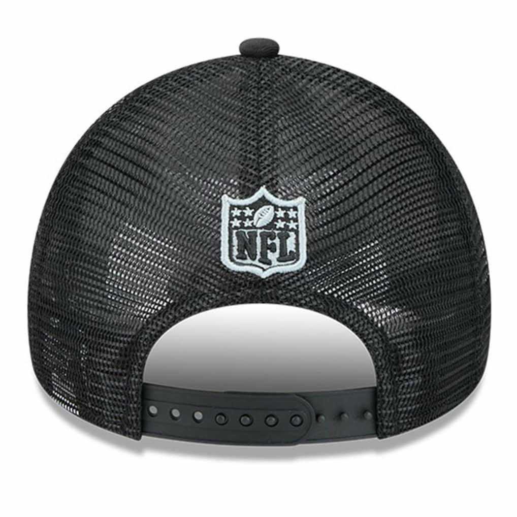 Las Vegas Raiders New Era 2024 Sideline Historic 9FORTY A-Frame Trucker Adjustable Hat - Stone/Black - NFL