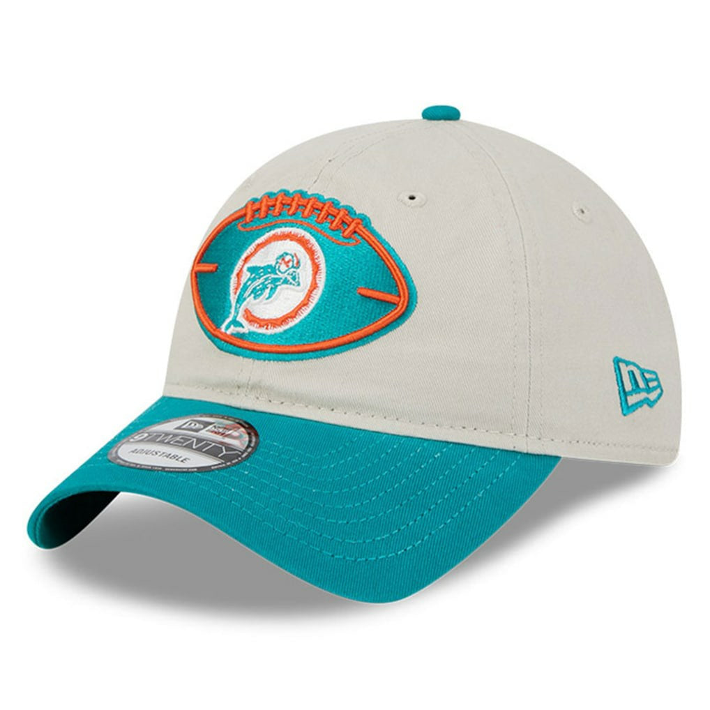 Miami Dolphins New Era 2024 Sideline Historic 9TWENTY Adjustable Hat - Stone/Aqua - NFL