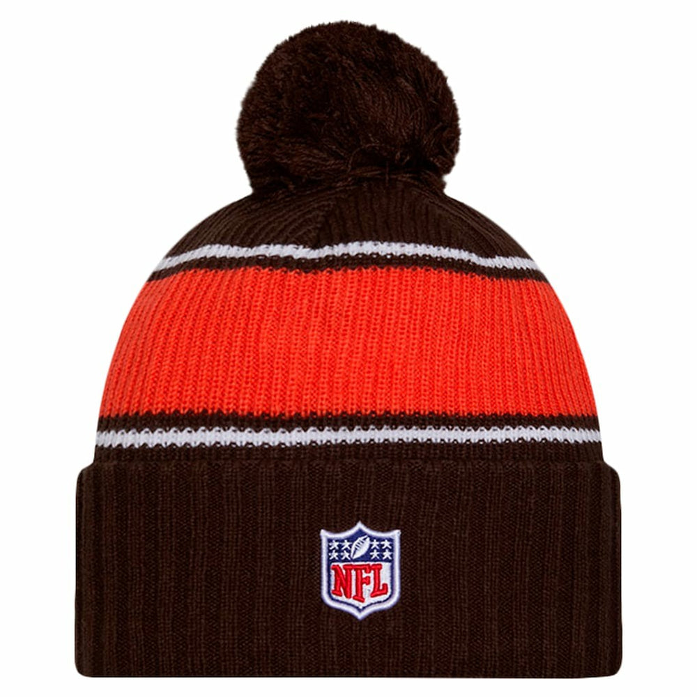 Cleveland Browns New Era 2024 Sideline Cuffed Knit Hat with Pom - Brown - NFL