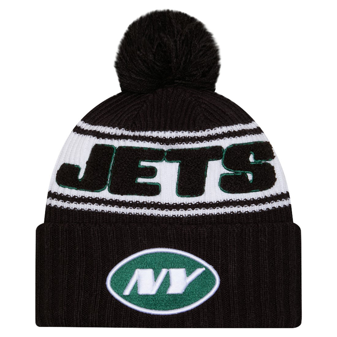 New York Jets New Era 2024 Sideline Cuffed Knit Hat with Pom - Black - NFL