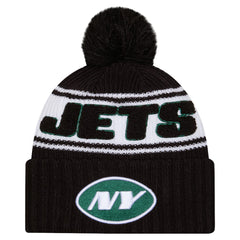 New York Jets New Era 2024 Sideline Cuffed Knit Hat with Pom - Black - NFL