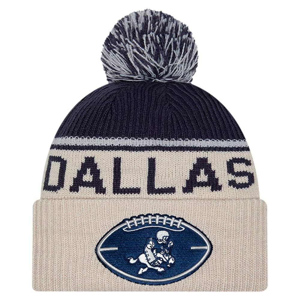 Dallas Cowboys New Era NFL Sideline Historic Cuffed Knit Hat with Pom
 - Stone - NFL