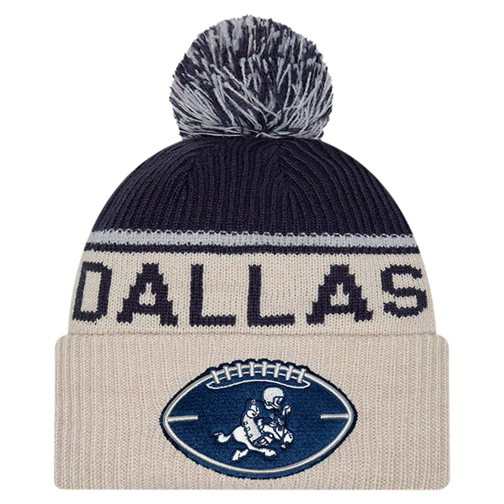 Dallas Cowboys New Era NFL Sideline Historic Cuffed Knit Hat with Pom
 - Stone - NFL