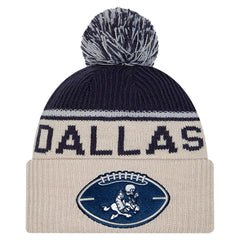 Dallas Cowboys New Era NFL Sideline Historic Cuffed Knit Hat with Pom
 - Stone - NFL