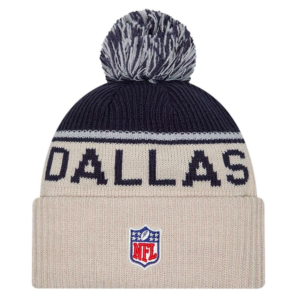 Dallas Cowboys New Era NFL Sideline Historic Cuffed Knit Hat with Pom
 - Stone - NFL