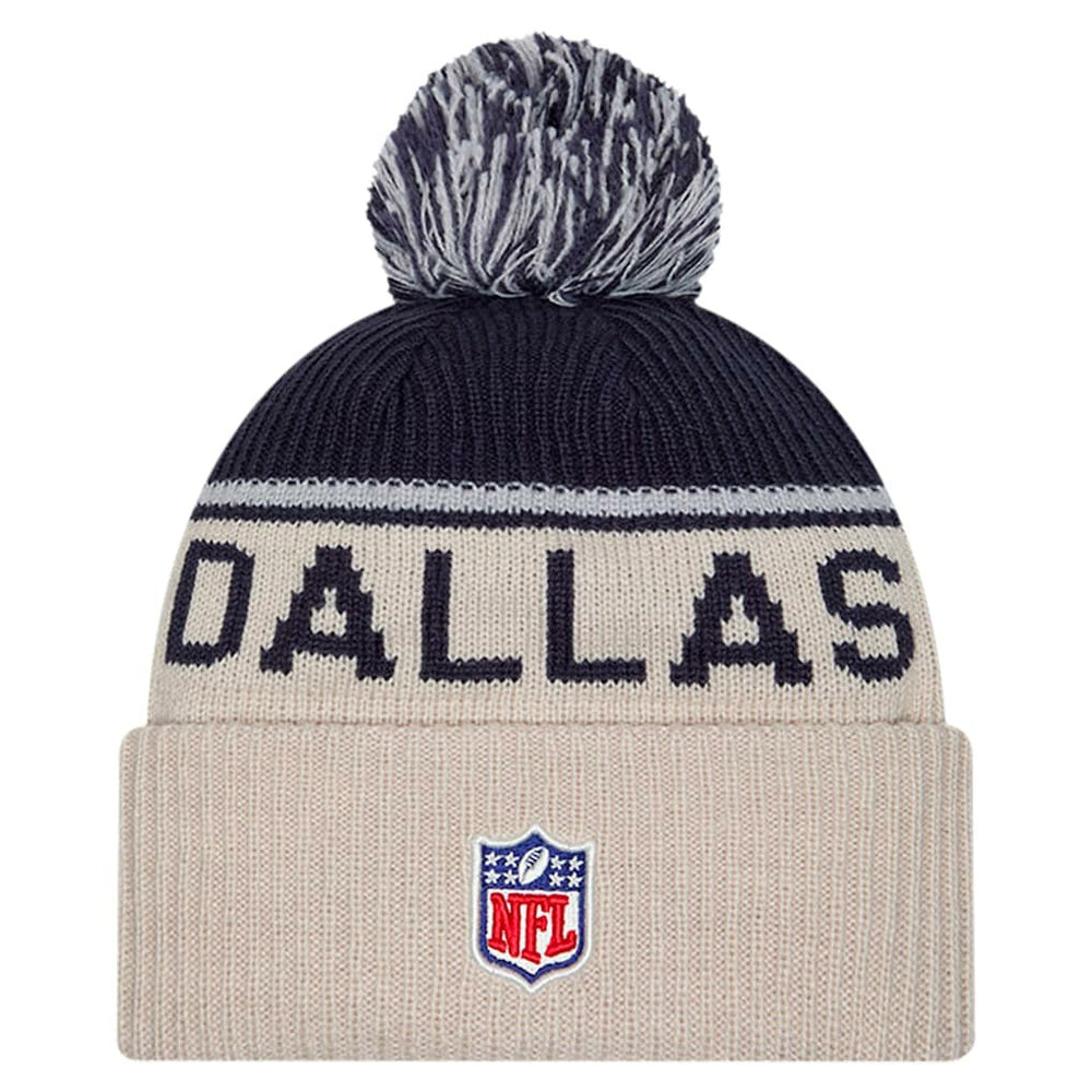 Dallas Cowboys New Era NFL Sideline Historic Cuffed Knit Hat with Pom
 - Stone - NFL