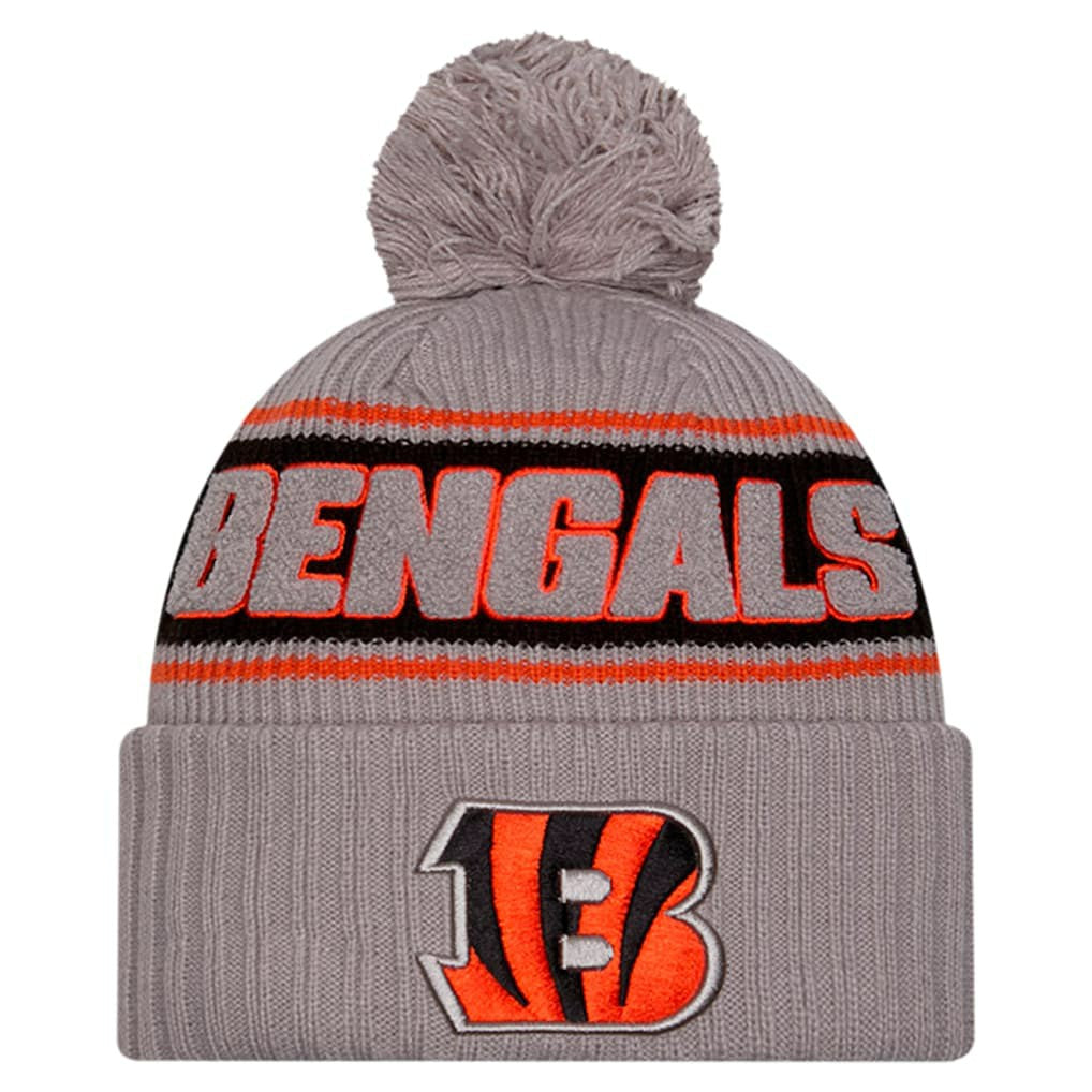 Cincinnati Bengals New Era 2024 Sideline Sport Cuffed Knit Hat with Pom - Gray - NFL
